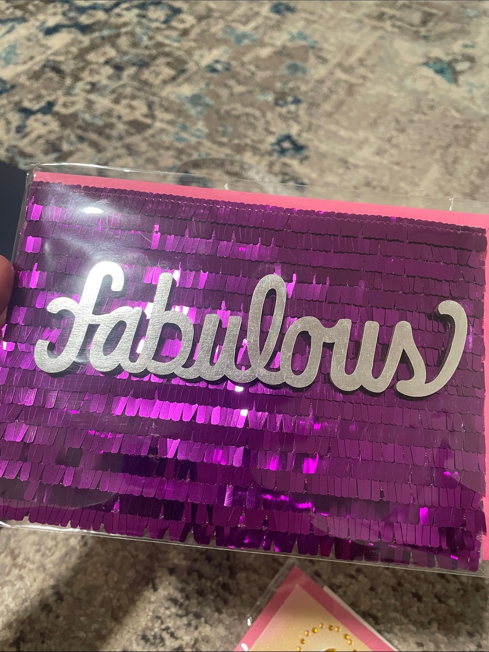 🖤5/$25 Hallmark birthday Fabulous Sequin Purple greeting card & envelope